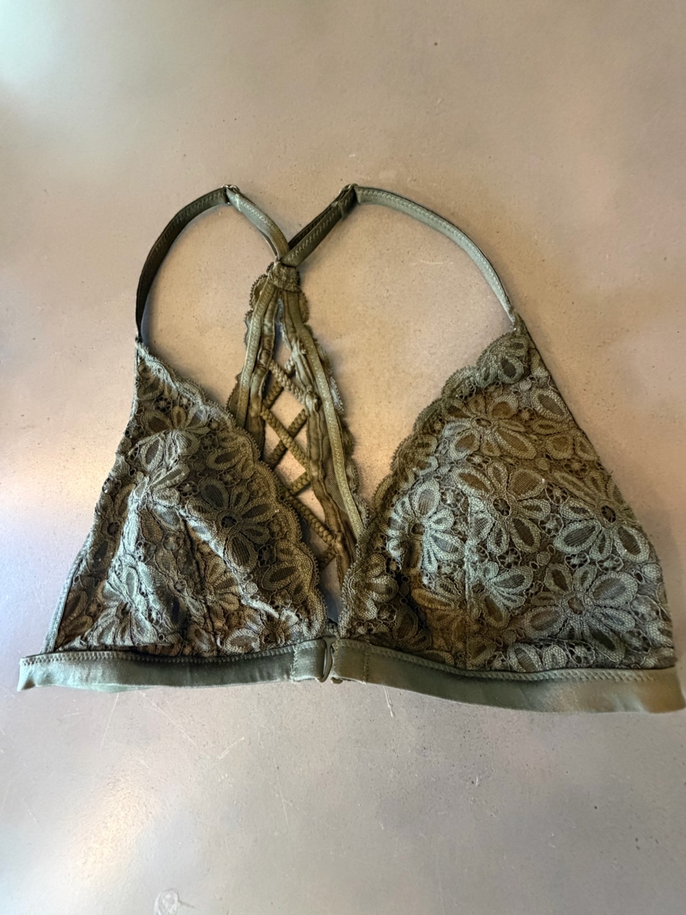 Victoria's Secret Olive Green Lace Bralette Medium